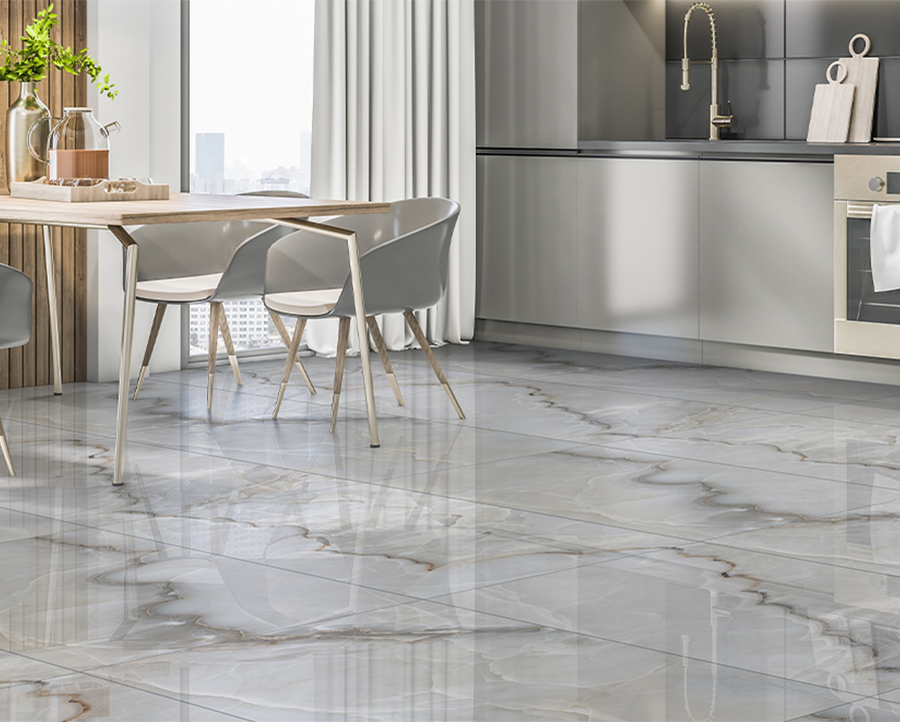 Gạch lát nền men bóng Marble cho phòng bếp