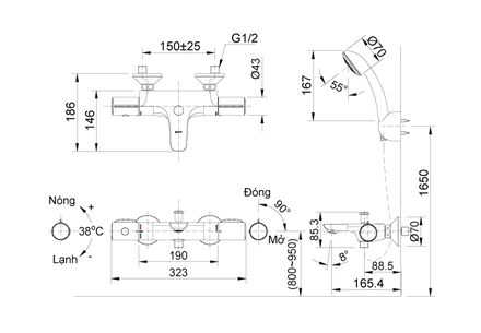 sen tắm nhiệt độ INAX BFV-3413T-4C