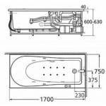Bồn tắm American Standard 70092-WT (70092WT) massage xây, dòng Tonic - Ảnh 2