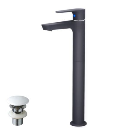Vòi lavabo CAESAR BT061CBU lạnh, màu đen nhám (Kèm chặn rác bằng sứ)