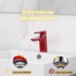 Vòi lavabo CAESAR B390CRU nóng lạnh, màu đỏ - Ảnh 3