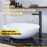 Vòi lavabo CAESAR BT061CBU lạnh, màu đen nhám (Kèm chặn rác bằng sứ) - Ảnh 2
