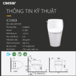 Bồn cầu CAESAR C1353 (CD1353) 1 khối nắp êm MU234, xả gạt - Ảnh 13