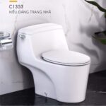 Bồn cầu CAESAR C1353F/ TAF060 (CD1353) 1 khối nắp rửa cơ TAF060, xả gạt - Ảnh 4