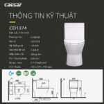 Bồn cầu CAESAR C1374 (CD1374) 1 khối nắp êm MU235 - Ảnh 8
