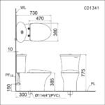 Bồn cầu CAESAR CD1341 2 khối nắp êm M232 - Ảnh 7