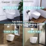 Bồn cầu CAESAR CPT1505 treo tường nắp êm M243 (bao gồm két nước âm tường) - Ảnh 8