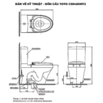 Bồn cầu TOTO CS945PDT2#XW 2 khối nắp êm TC393VS (Thoát ngang) - Ảnh 12