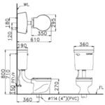 Bồn cầu CAESAR CT1026 2 khối (trẻ em) nắp êm M282, két rời - Ảnh 5