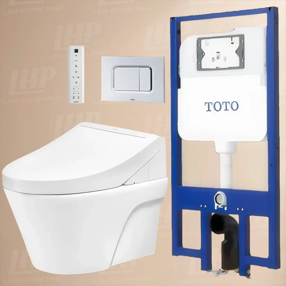 CW822RA#WTCF24410AAA#NW1WH172AMB170P#SS Bồn cầu TOTO CW822RA#W/TCF24410AAA#NW1/WH172A/MB170P#SS treo tường - Ảnh 1