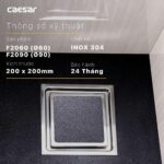 Phễu thoát sàn CAESAR F2090 vuông 200x200 mm (Ø90) - Ảnh 2