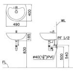 Chậu rửa mặt lavabo CAESAR L2150D treo tường, 3 lỗ - Ảnh 7
