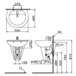 Chậu rửa mặt lavabo CAESAR L2220 treo tường - Ảnh 7