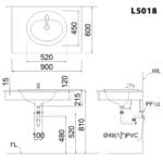 Chậu rửa mặt lavabo CAESAR L5018 dương vành - Ảnh 8