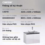 Bộ tủ lavabo CAESAR L5215 + EH48002AV treo tường - Ảnh 4