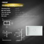 Chậu rửa mặt lavabo CAESAR LF5130 âm bàn (bao gồm ống xả và nắp sứ) - Ảnh 5