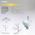Chậu rửa mặt lavabo CAESAR LF5238 treo tường, dạng góc - Ảnh 8