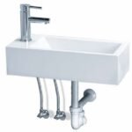 Chậu rửa mặt lavabo CAESAR LF5239S đặt bàn hoặc treo tường (bao gồm ống xả và nắp sứ)