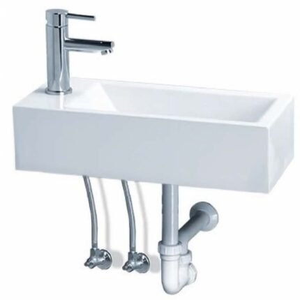 Chậu rửa mặt lavabo CAESAR LF5239S đặt bàn hoặc treo tường (bao gồm ống xả và nắp sứ)