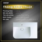 Chậu rửa mặt lavabo CAESAR LF5372 dương vành (bao gồm ống xả và nắp sứ) - Ảnh 6