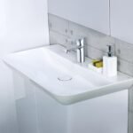 Chậu rửa mặt lavabo CAESAR LF5376 dương vành (bao gồm ống xả và nắp sứ) - Ảnh 5