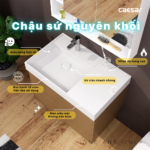 Chậu rửa mặt lavabo CAESAR LF5382 đặt bàn (bao gồm ống xả và nắp sứ) - Ảnh 5