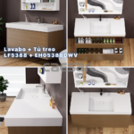 Bộ tủ lavabo CAESAR LF5388 + EH05388DWV treo tường - Ảnh 7