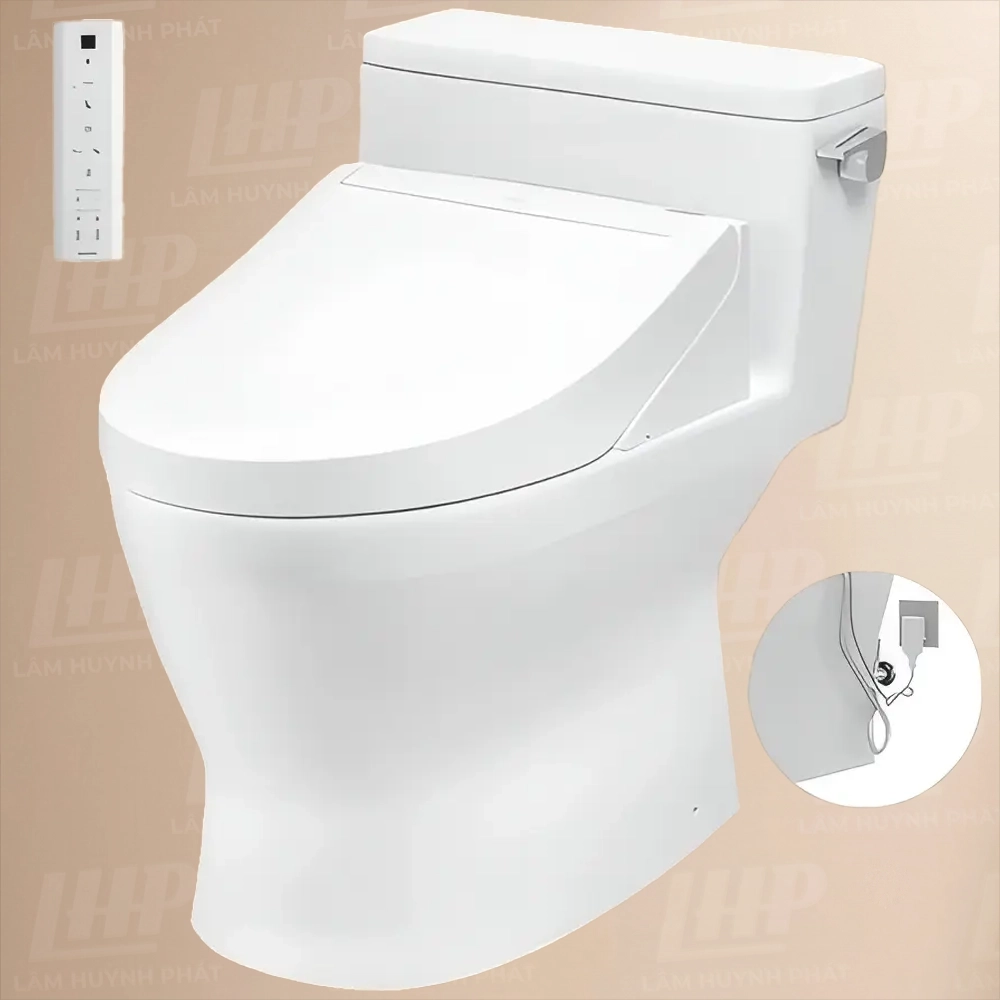 Bồn cầu TOTO MS188VKW14#XW Bồn cầu TOTO MS188VKW14#XW/ T53P100VR 1 khối nắp điện tử TCF24410AAA, xả gạt - Ảnh 1