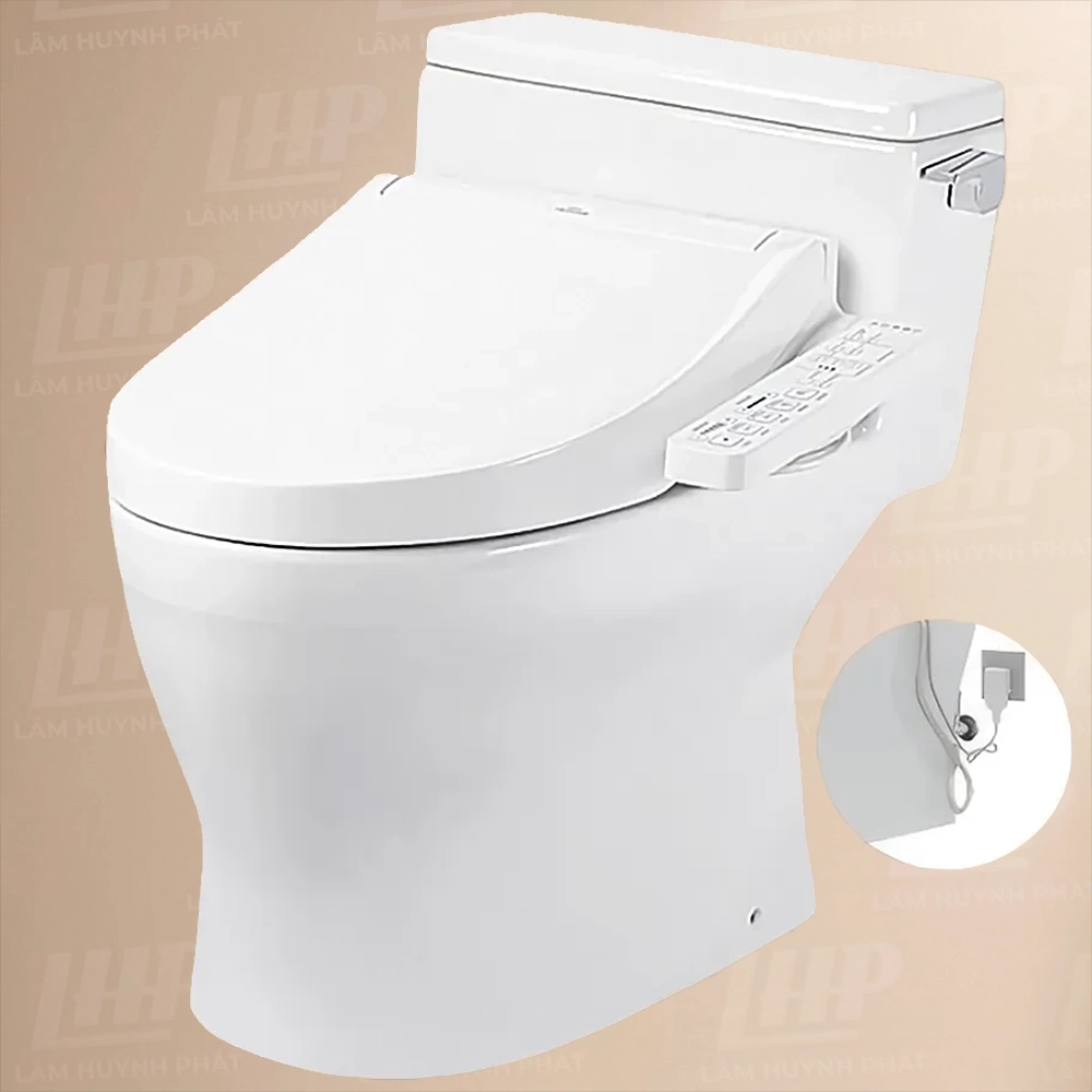 Bồn cầu TOTO MS188VKW16#XW Bồn cầu TOTO MS188VKW16#XW/ T53P100VR 1 khối, nắp điện tử TCF23410AAA, xả gạt - Ảnh 1