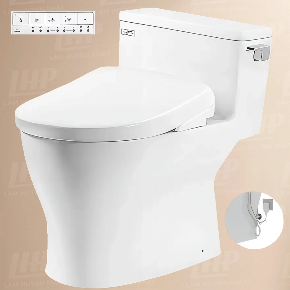 Bồn cầu TOTO MS188VKW23#XW Bồn cầu TOTO MS188VKW23#XW/ T53P100VR 1 khối, nắp điện tử TCF47360GAA, xả gạt - Ảnh 1