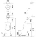 Bồn tiểu nam CAESAR U0282 treo tường, cấp nước trên, thoát ngang - Ảnh 7