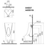Bồn tiểu nam CAESAR UA0237 treo tường, kèm van xả cảm ứng A655B-RA, thoát ngang - Ảnh 8