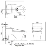 Bồn cầu INAX AC-1017R+CW-H17VN/ BW1 (AC1017R) 1 khối nắp điện tử CW-H17VN (xả gạt) - Ảnh 2