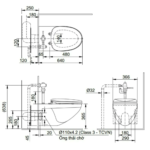 Bồn cầu INAX AC-22P+CW-S15VN/ BW1 (AC22P) treo tường nắp rửa cơ S15VN - Ảnh 2