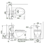 Bồn cầu INAX AC-23PVN/ BW1 (AC23PVN) treo tường, thùng nước âm - Ảnh 2