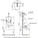 Bồn tiểu nam INAX AU-468IR/ BW1 treo tường, xả cảm ứng pin, đường cấp âm - Ảnh 2