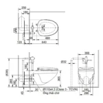 Bồn cầu INAX AC-22PVN/ BW1 (AC22PVN) treo tường nắp êm CF-700VS - Ảnh 5