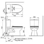 Bồn cầu INAX C-514A+CW-H18VN/ BW1 (C514A) 2 khối nắp điện tử CW-H18VN - Ảnh 2