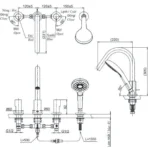 Vòi xả bồn tắm TOTO TBG11202A nóng lạnh, dòng GF (4 lỗ), màu chrome, kèm tay sen - Ảnh 2