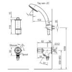 Vòi sen tắm INAX BFV-10-1C (BFV101C) lạnh, tay sen 1C 3 chế độ - Ảnh 2