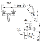 Vòi sen tắm INAX BFV-2013S (BFV2013S) nóng lạnh, tay sen 1 chế độ - Ảnh 2