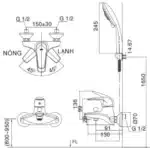 Vòi sen tắm INAX BFV-3003S-1C (BFV3003S1C) nóng lạnh, tay sen 1C 3 chế độ - Ảnh 2