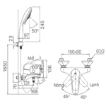 Vòi sen tắm INAX BFV-1113S-8C (BFV1113S8C) nóng lạnh, tay sen 8C tăng áp - Ảnh 2