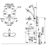 Vòi sen tắm INAX BFV-4103S-5C (BFV4103S5C) nóng lạnh, tay sen 5C, 1 chế độ - Ảnh 2