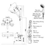 Vòi sen tắm INAX BFV-7145T-3C (BFV7145T3C) nhiệt độ, tay sen 3C massage 5 chế độ - Ảnh 2