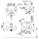 Vòi sen tắm INAX BFV-8000S-5C (BFV8000S5C) nóng lạnh, tay sen 5C, 1 chế độ - Ảnh 2