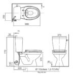 Bồn cầu INAX C-117A+CW-S15VN/ BW (C117VAN) 2 khối nắp rửa cơ S15VN (xả gạt) - Ảnh 2