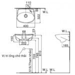 Chậu rửa mặt lavabo INAX L-280V/ BW1 (L280V) treo tường - Ảnh 3