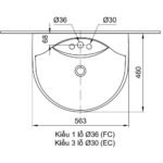 Chậu rửa mặt lavabo INAX L-285VEC/ BW1 (L285VEC) treo tường 3 lỗ - Ảnh 3