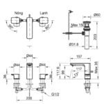 Vòi lavabo INAX LFV-5010S (LFV5010S) nóng lạnh (vòi chậu 3 lỗ) - Ảnh 4